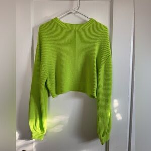 Neon Green Cropped Sweater